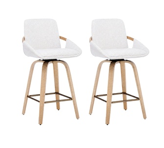 Set of 2 Persephone Beige Swivel Bar Stool