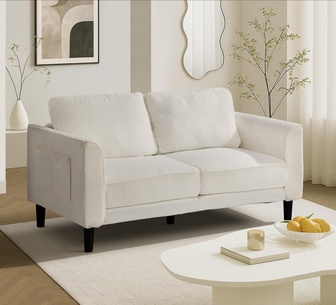 Peros 2 Seater White Boucle Sofa