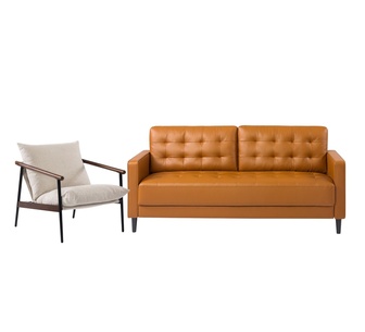 Peyton 3 Seater Brown Sofa & Oslo White Sling Accent Chair B