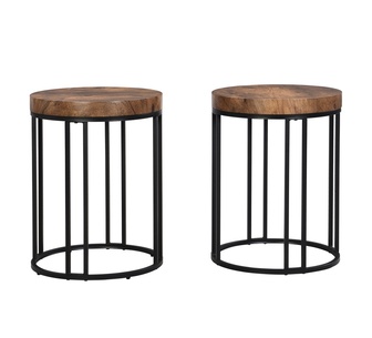 Set of 2 Pierre Side Tables Dark Brown