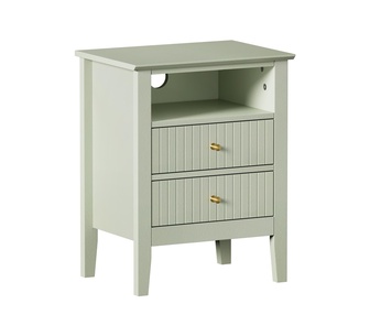 Pine 2 Drawer Bedside Table Green