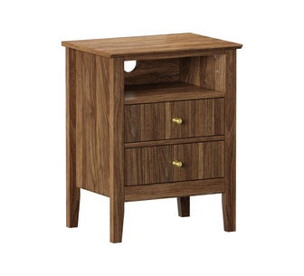 Pine 2 Drawer Bedside Table Walnut