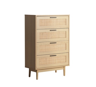 Pinty Oak Rattan Chest of 4 Drawers