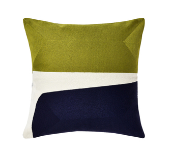 Pixelblend 45x45cm Olive Green Embroidered Cotton Cushion