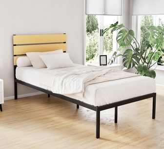 Piyo King Single Black Metal Bed Frame
