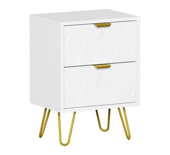 Pibby 2 Drawer White Gold Bedside Table
