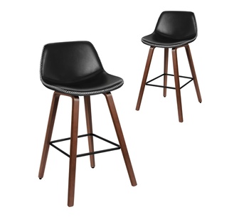 Set of 2 Poblacion Black Brown Bar Stools