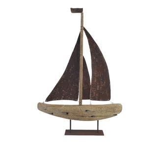 Polene Handcrafted Timber + Rust Metal Sailboat Natural