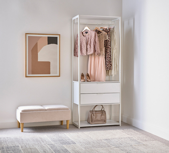 PASADENA OPEN WARDROBE 2 DRAWER WHITE