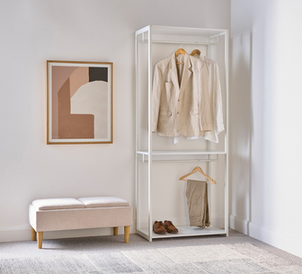 PASADENA OPEN WARDROBE 2 RAILS WHITE