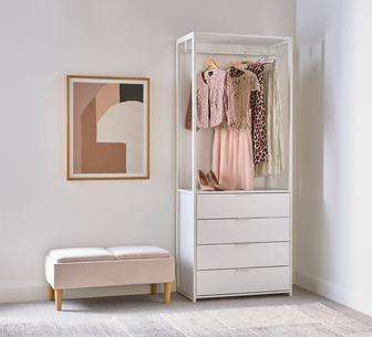 PASADENA OPEN WARDROBE 4 DRAWER WHITE