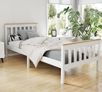 Purima Single White Wooden Bed Frame