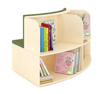 Jooyes Puzzle Kids Reading Nook with Storage Shelves Oak