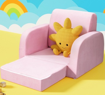 Quetz Kids Sofa 1 Seater Flip Open Couch Armchair Pink