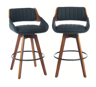 Quill Set of 2 Bar Stools Black