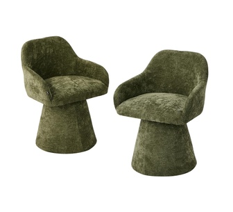 Set of 2 Quorin Green Chenille Dining Chair