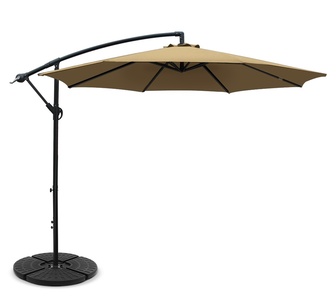 Aarush 3m Beige Outdoor Cantilever Umbrella w/ Base