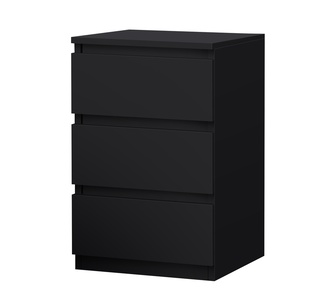 Ralva 3 Drawer Black Bedside Table