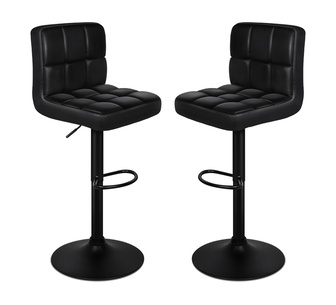 Set of 2 Ramona PU Black Gas Lift Bar Stools