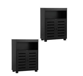 Rawson Set of 2 Shoe Cabinet Black