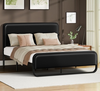 Razelle Queen Black PU Gas Lift Bed Frame