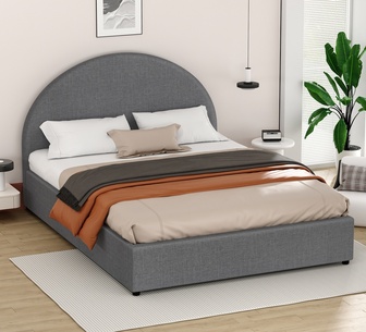 Reavelle Double Grey Fabric Gas Lift Bed Frame