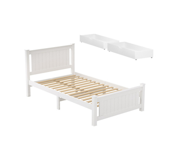 Rebero King Single White Wooden Bed Frame with Storage