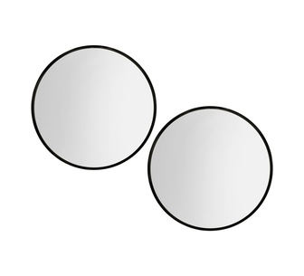 Set of 2 Reflecta 90cm Round Black Metal Wall Mirror