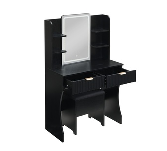 Reina Black LED Dressing Table Set with Stool