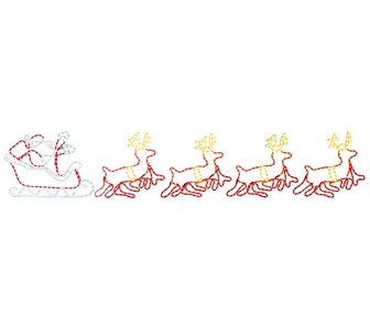 Sparkelle Santa Riding 4 Reindeer Christmas LED Lights Multi