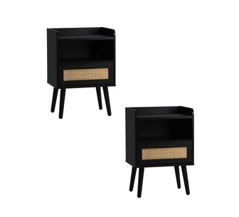 Reo Set of 2 Bedside Tables Black