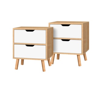 Set of 2 Renzel Wood White Bedside Tables