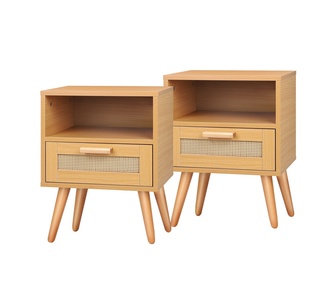Set of 2 Riffa Wood Bedside Tables