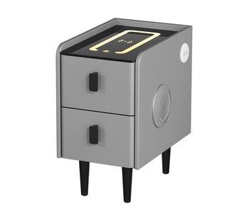 Rhon Grey Bedside Table with Wireless Charging