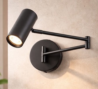 Riara Black Wall Light with charging ports