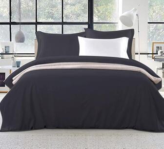 Floria Queen Black Classic Quilt Cover Set