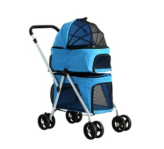 Riko 75x46x102cm 4 Wheels Blue Pet Stroller Travel Carrier