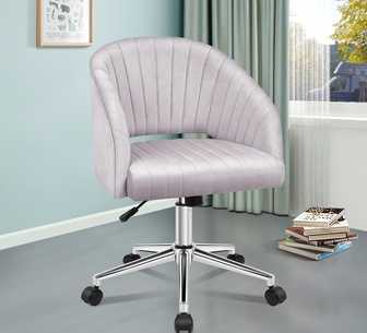 Kristaps Grey Velvet Swivel Office Chair