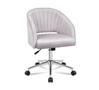 Kristaps Grey Velvet Swivel Office Chair