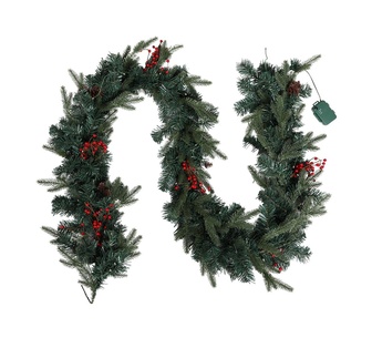 Holly Jolly 2.4m Christmas Garland w/ LED Lights Green