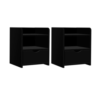 Set of 2 Rolyn Black Bedside Table