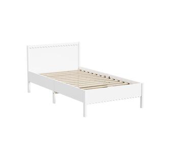 Romli King Single White Scalloped Pine Wood Kids Bed Frame