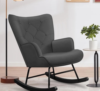 Roofa Dark Grey Velvet Rocking Chair