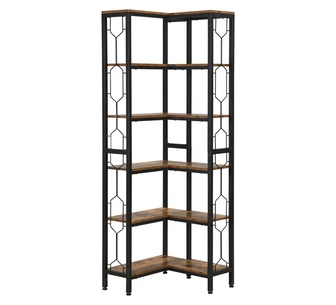 Rosemont 6 Tier L Shape Corner Bookcase Rustic Brown