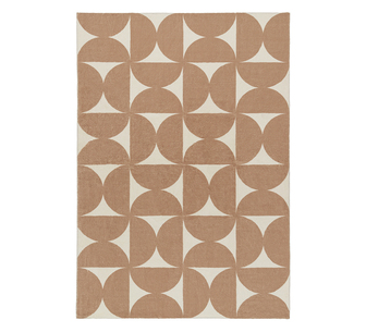 Rousham Brown/Cream Geometric Washable Rug 330x240cm
