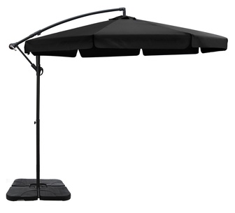 Aarush 3m Black Outdoor Umbrella w/Base Cantilever Garden