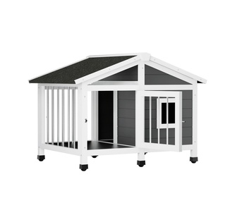 Ruiji Grey White Wooden Dog Kennel