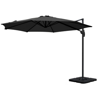 Aarush 3m 360 Degree Tilt Black Outdoor Umbrella w/ Base