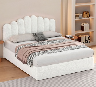 Sabela Double White Boucle Gas Lift Bed