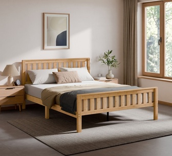 Sabine Natural Wooden Double Bed